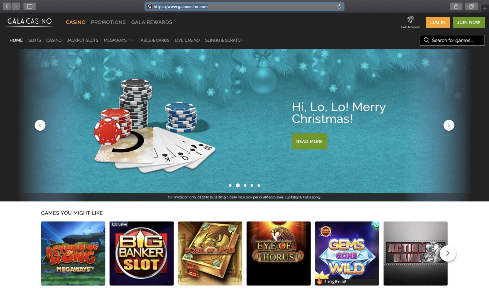 Screenshot of galacasino.com