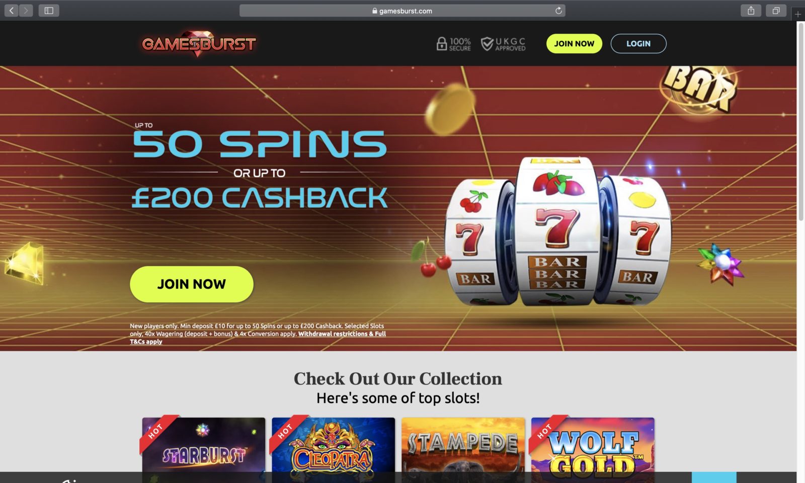 Screenshot of gamesburst.com