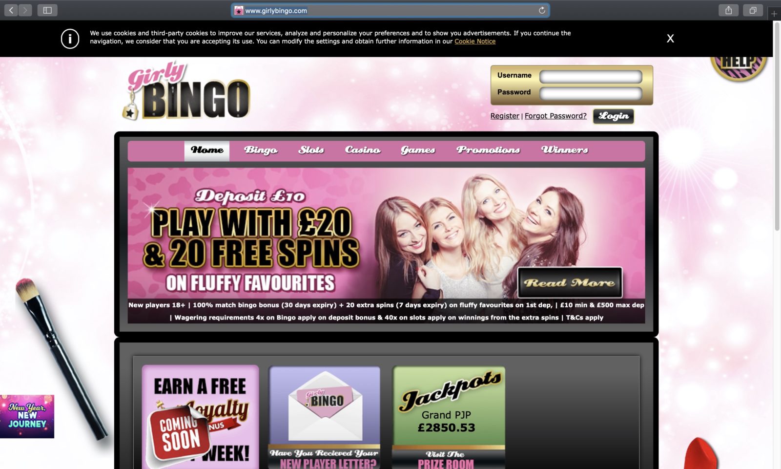 Screenshot of girlybingo.com