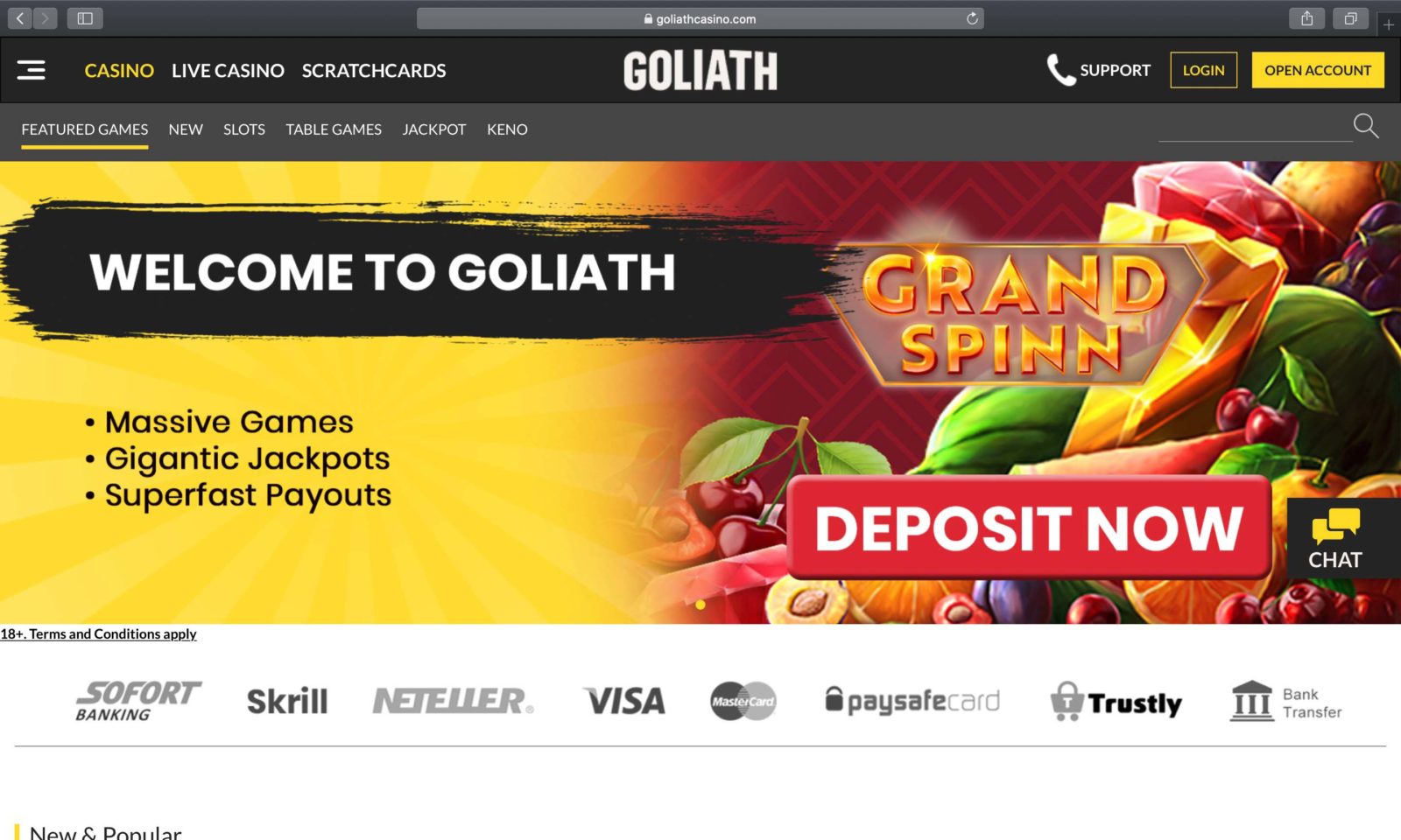Screenshot of goliathcasino.com