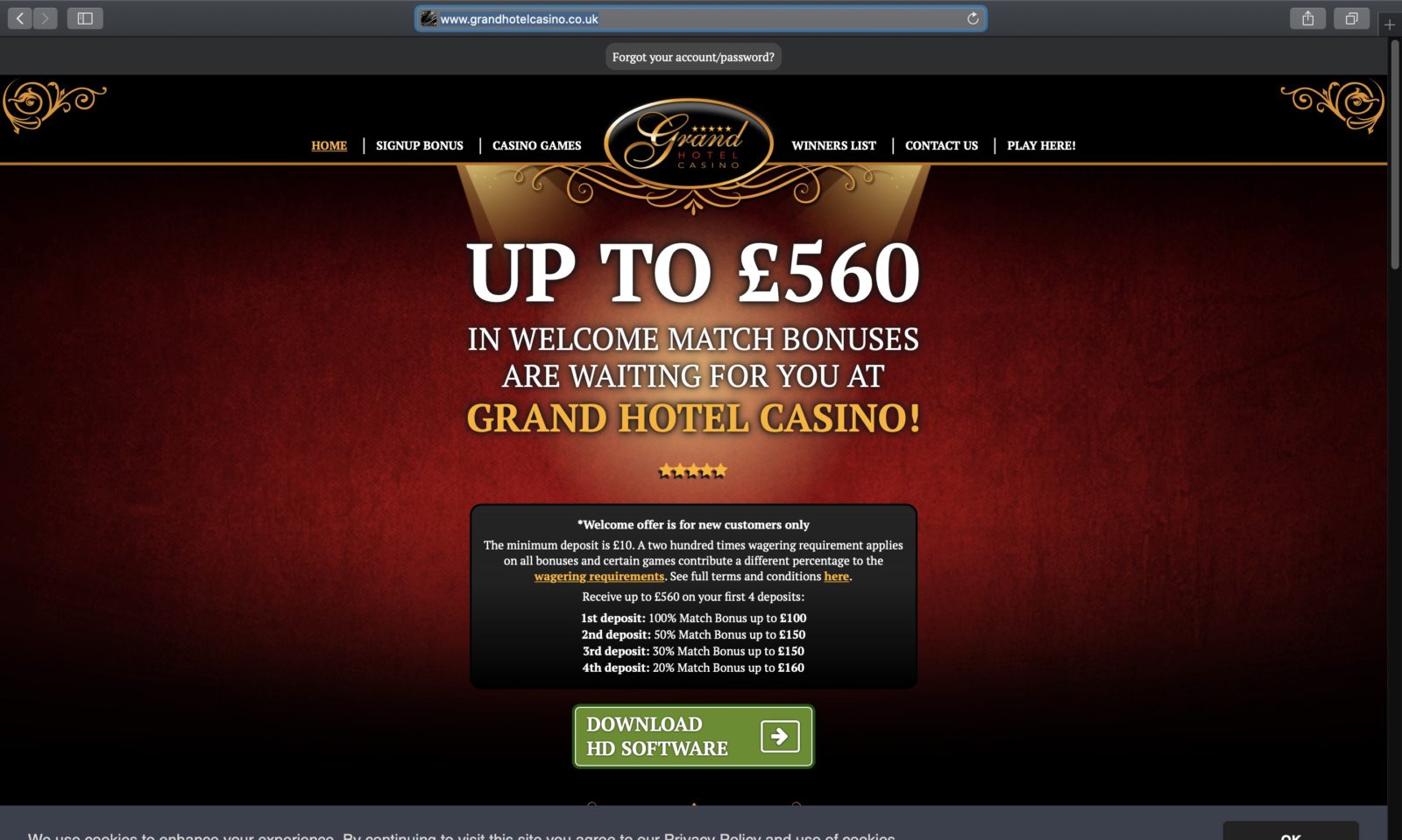 Screenshot of grandhotelcasino.co.uk