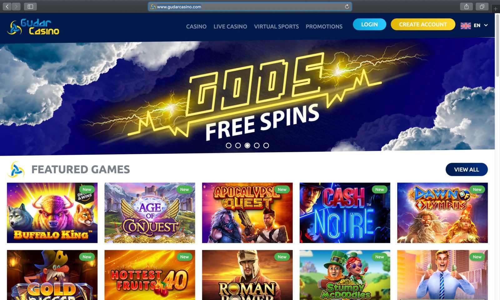 Screenshot of gudarcasino.com