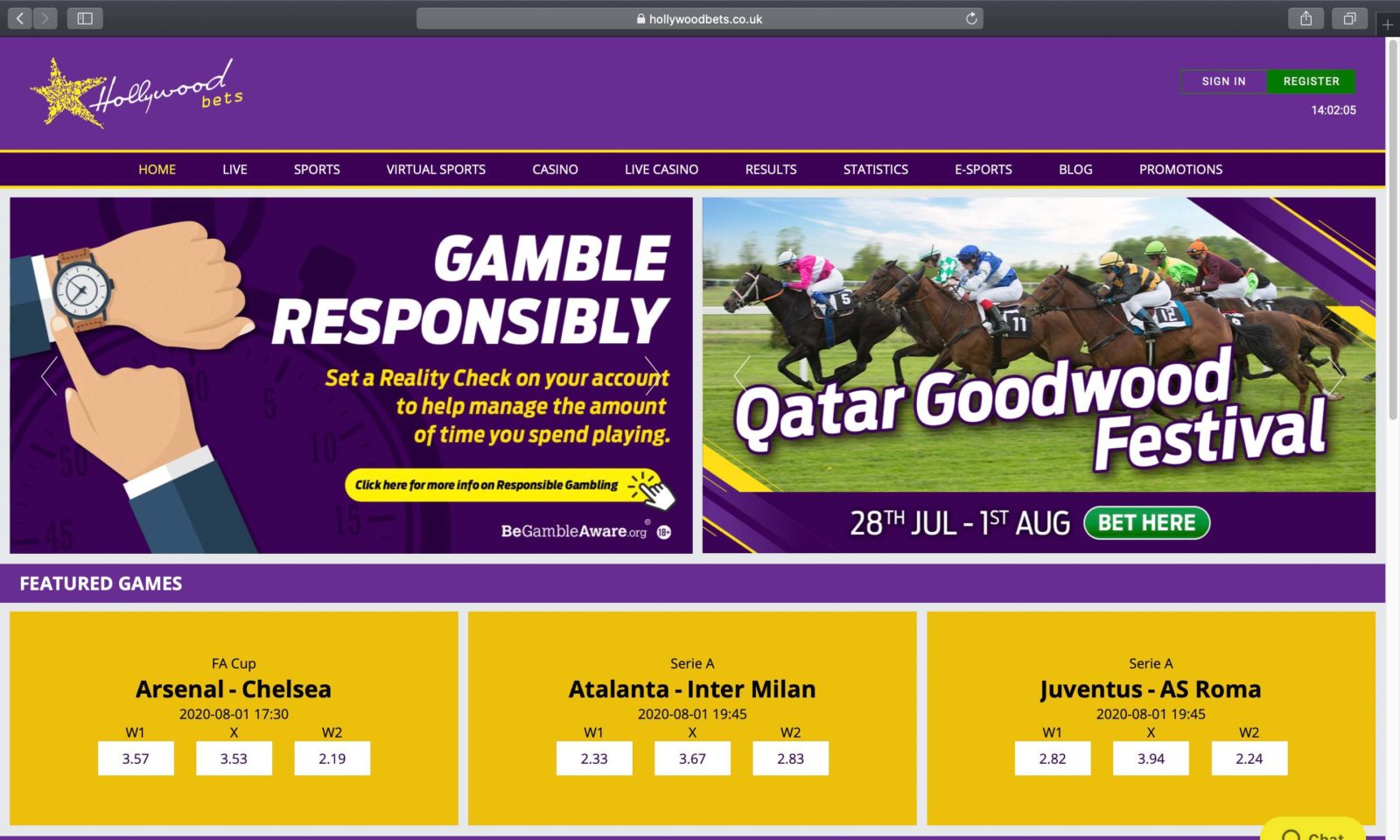 Screenshot of hollywoodbets.co.uk