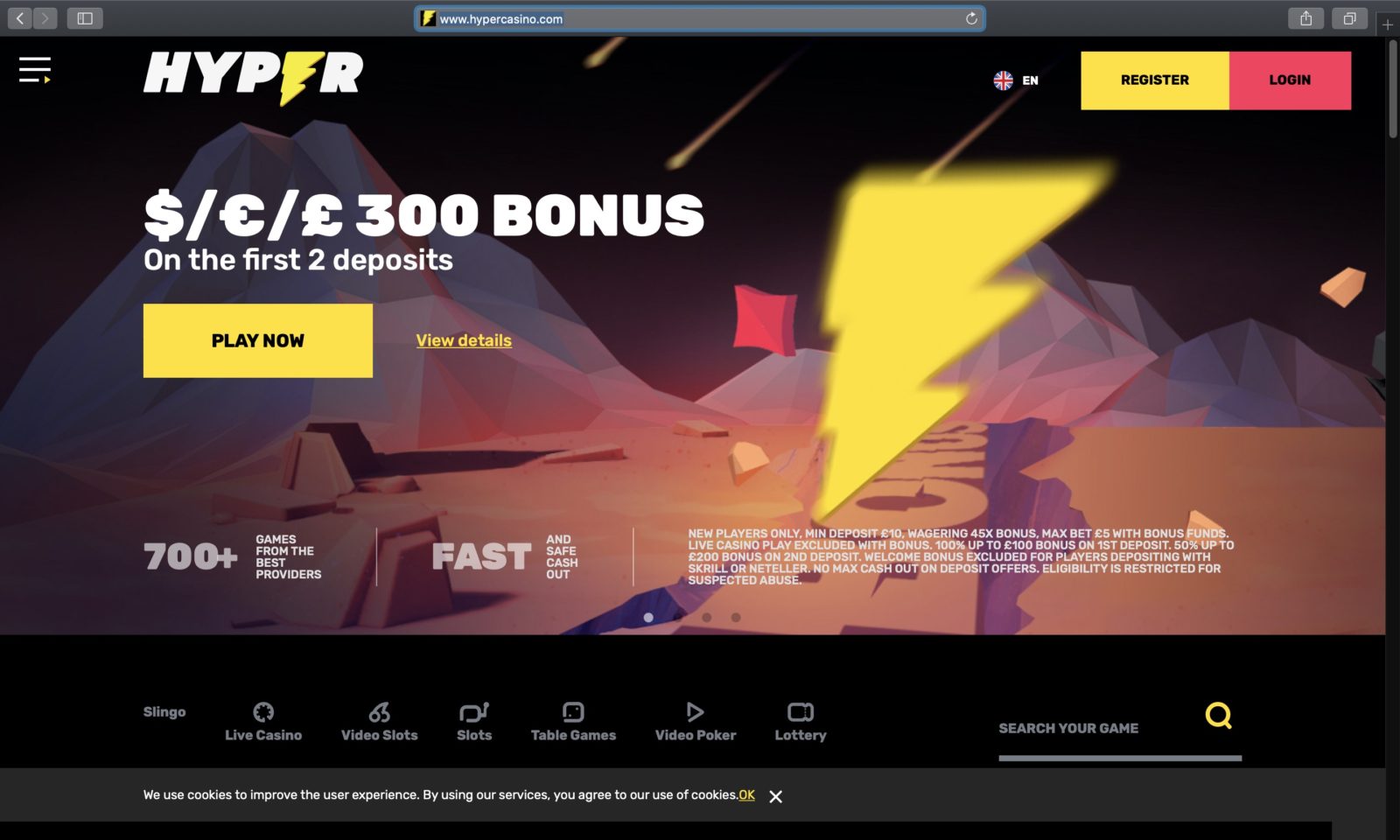 Screenshot of hypercasino.com