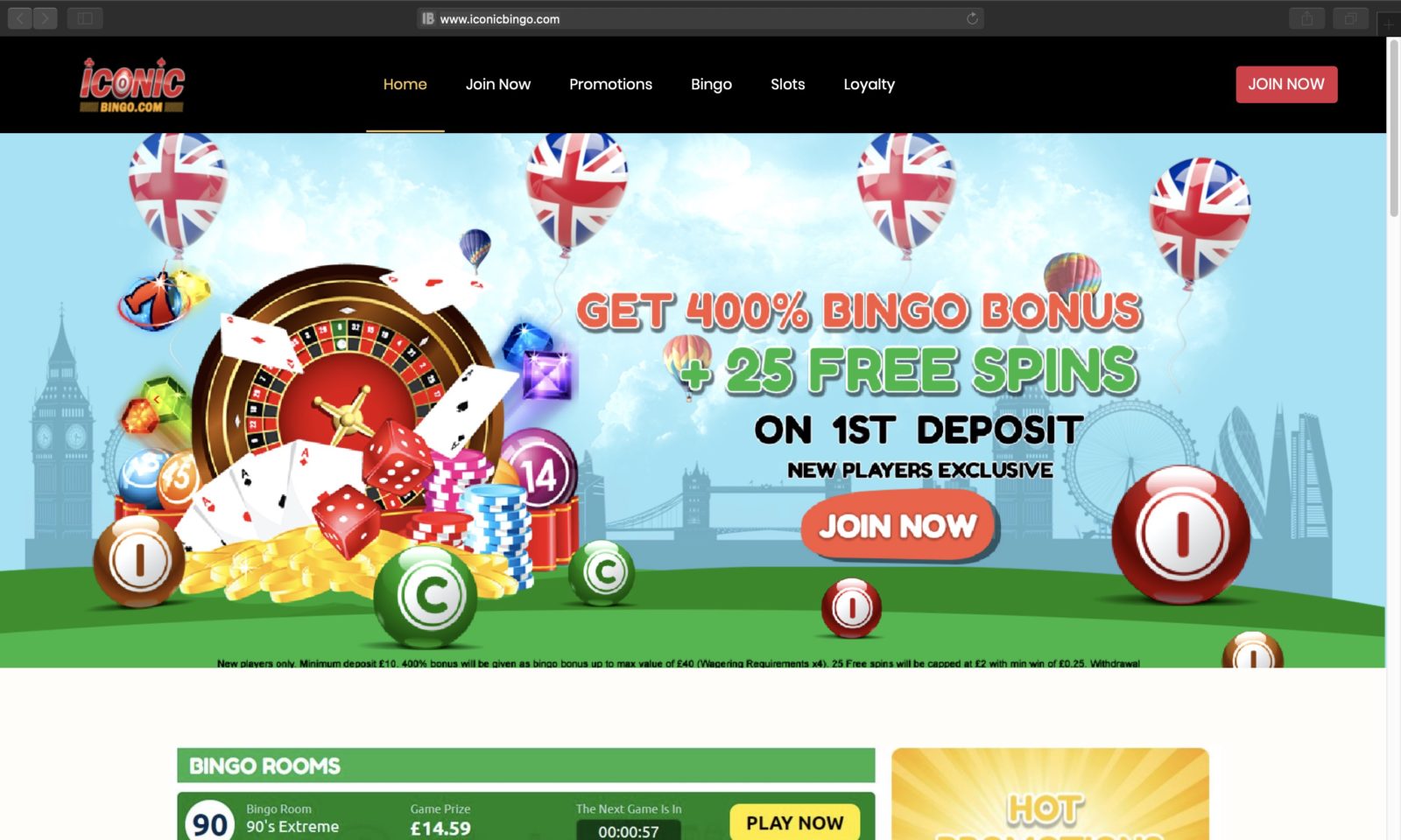 Screenshot of iconicbingo.com