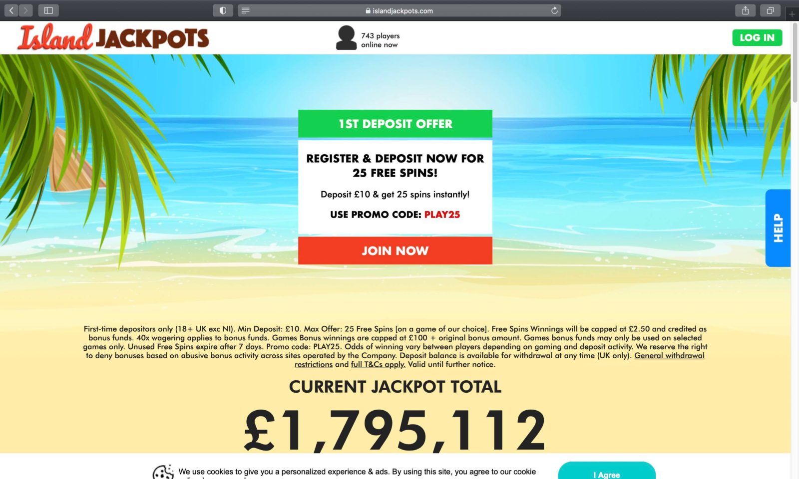 Screenshot of islandjackpots.com