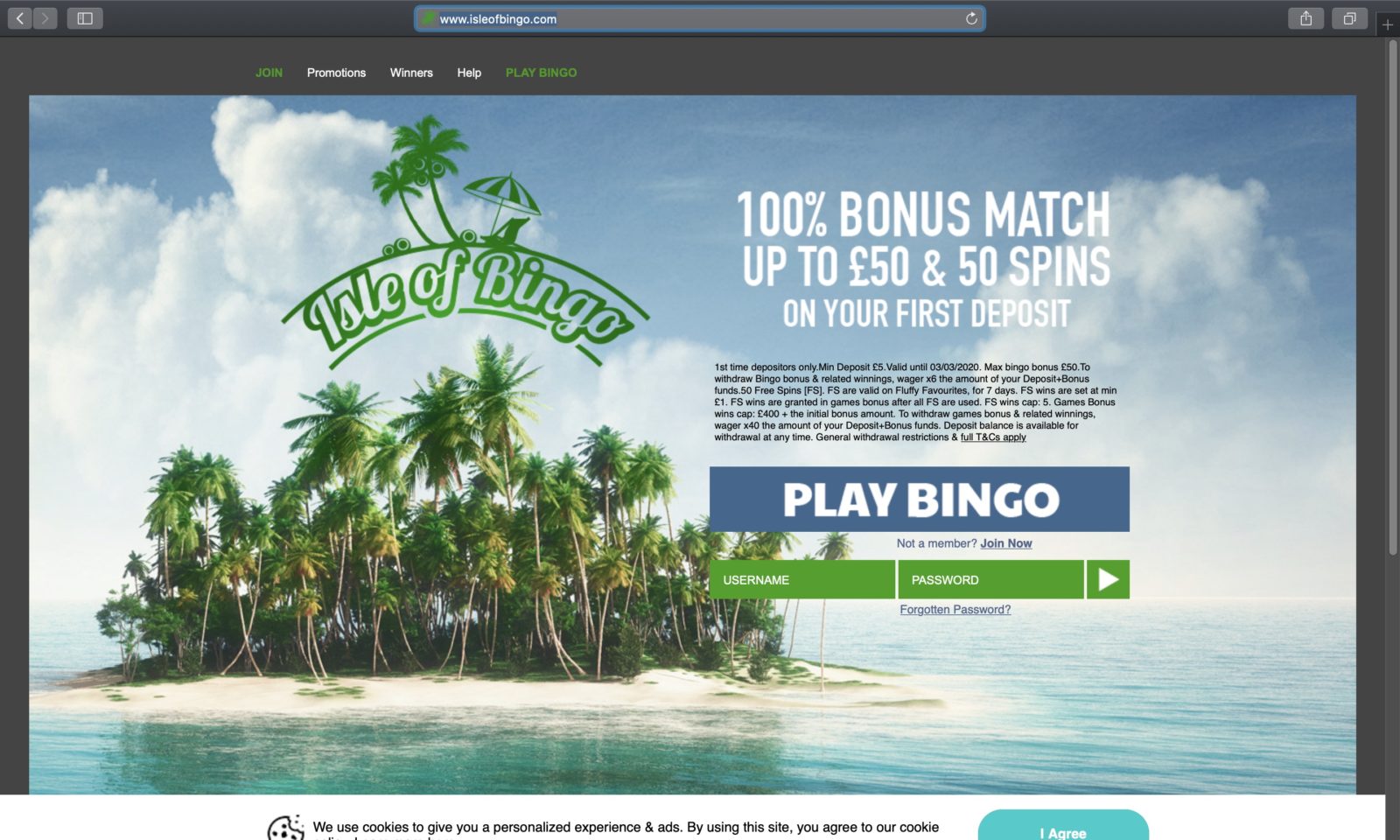 Screenshot of isleofbingo.com