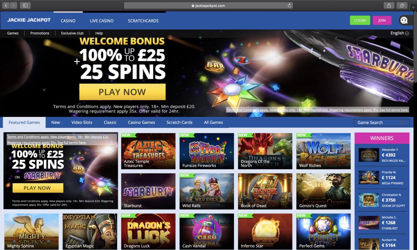 Screenshot of jackiejackpot.com