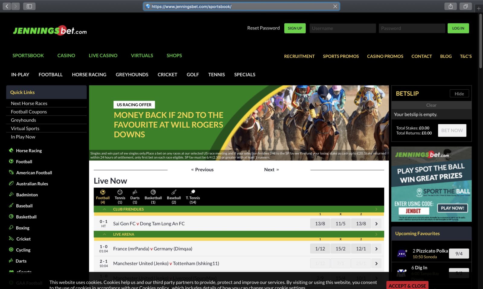 Screenshot of jenningsbet.com