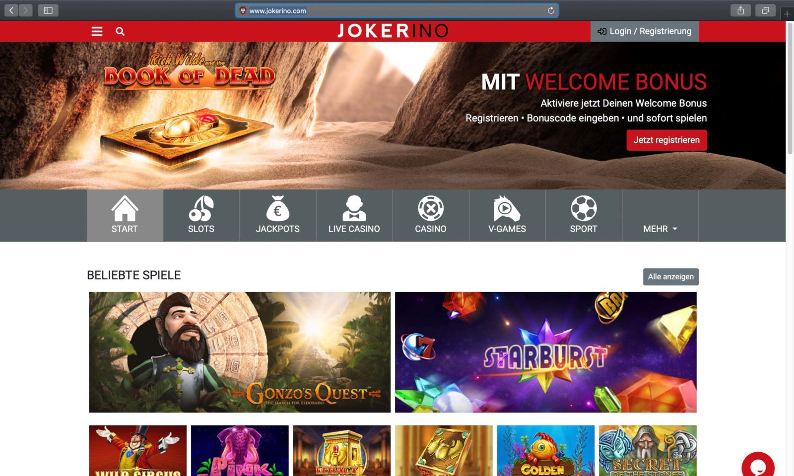 Screenshot of jokerino.com