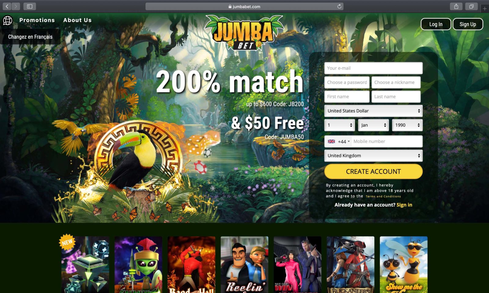 Screenshot of jumbabet.com