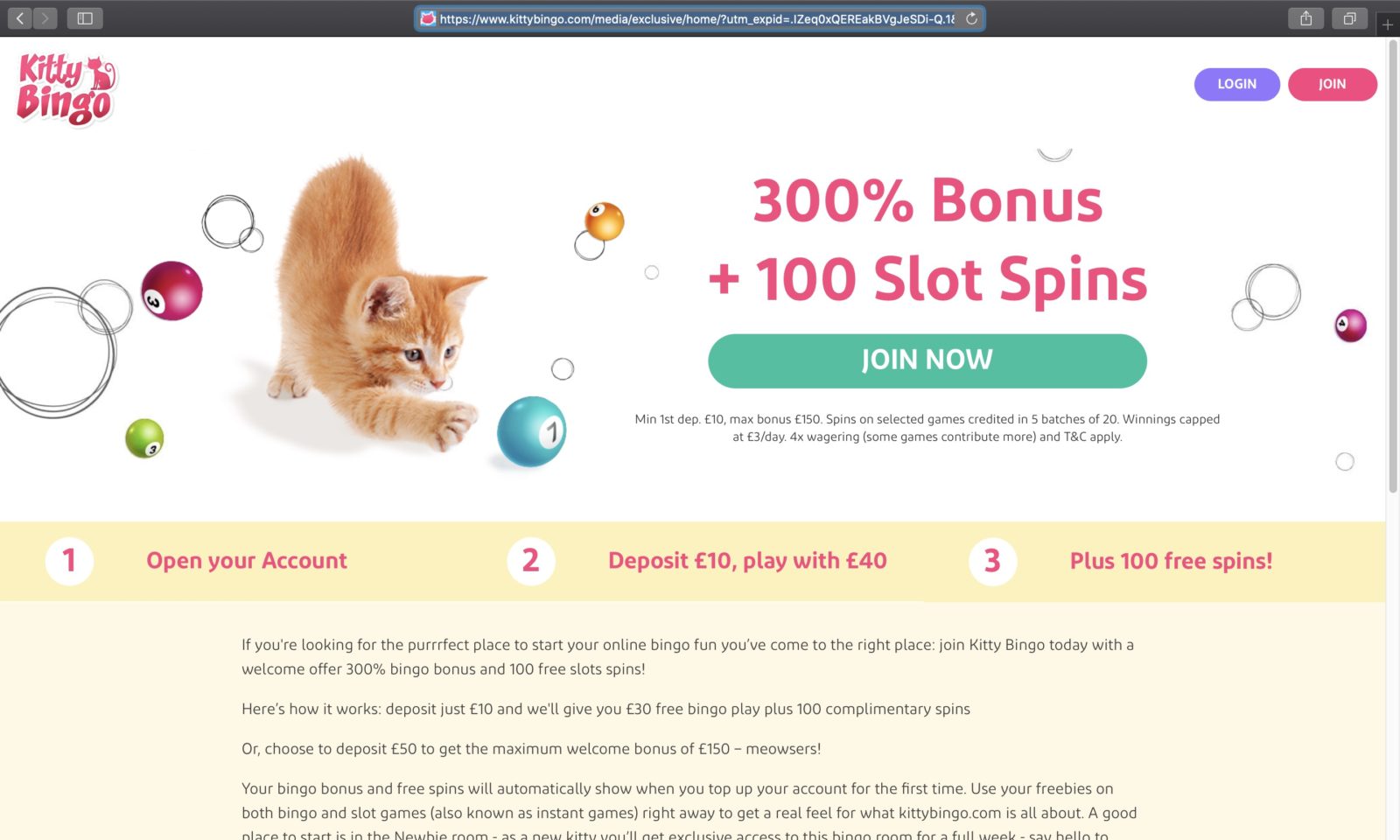 Screenshot of kittybingo.com
