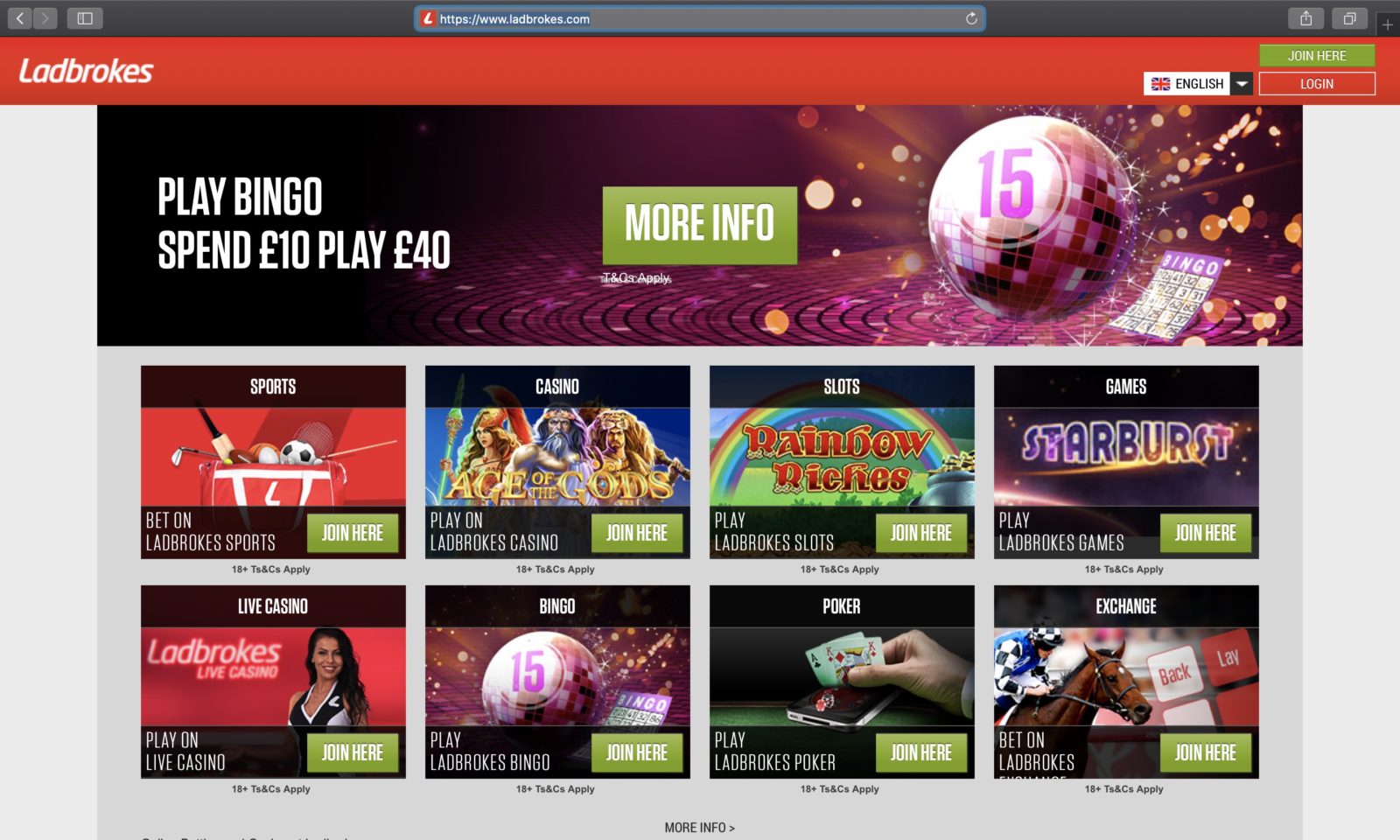 Screenshot of ladbrokes.com