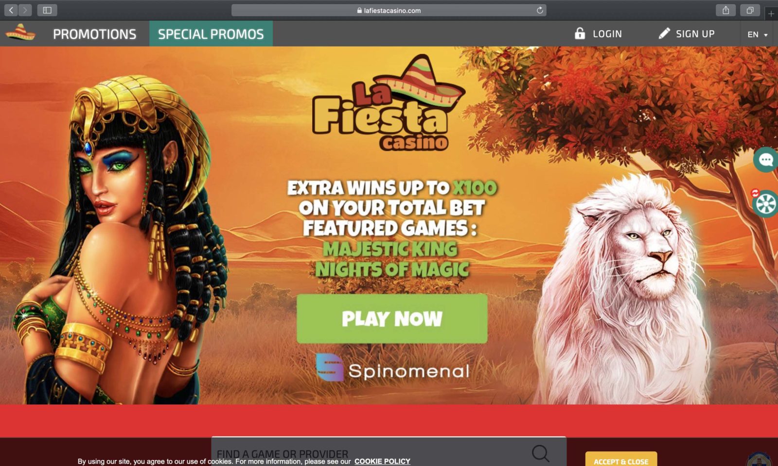 Screenshot of lafiestacasino.com