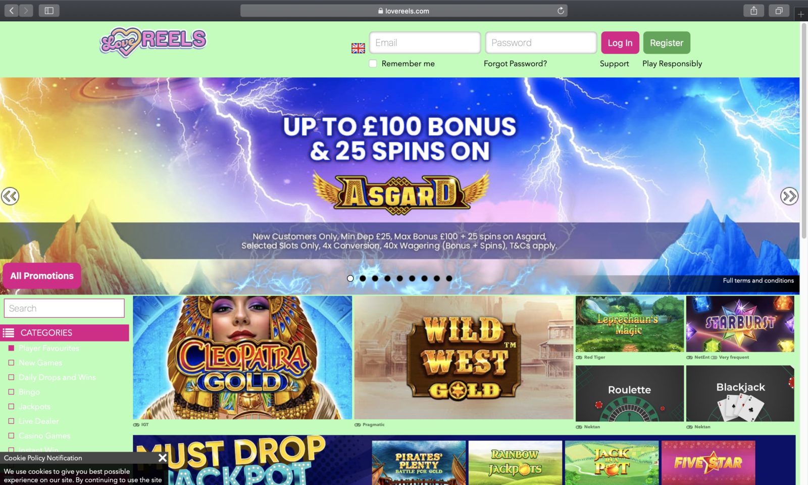 Screenshot of lovereels.com