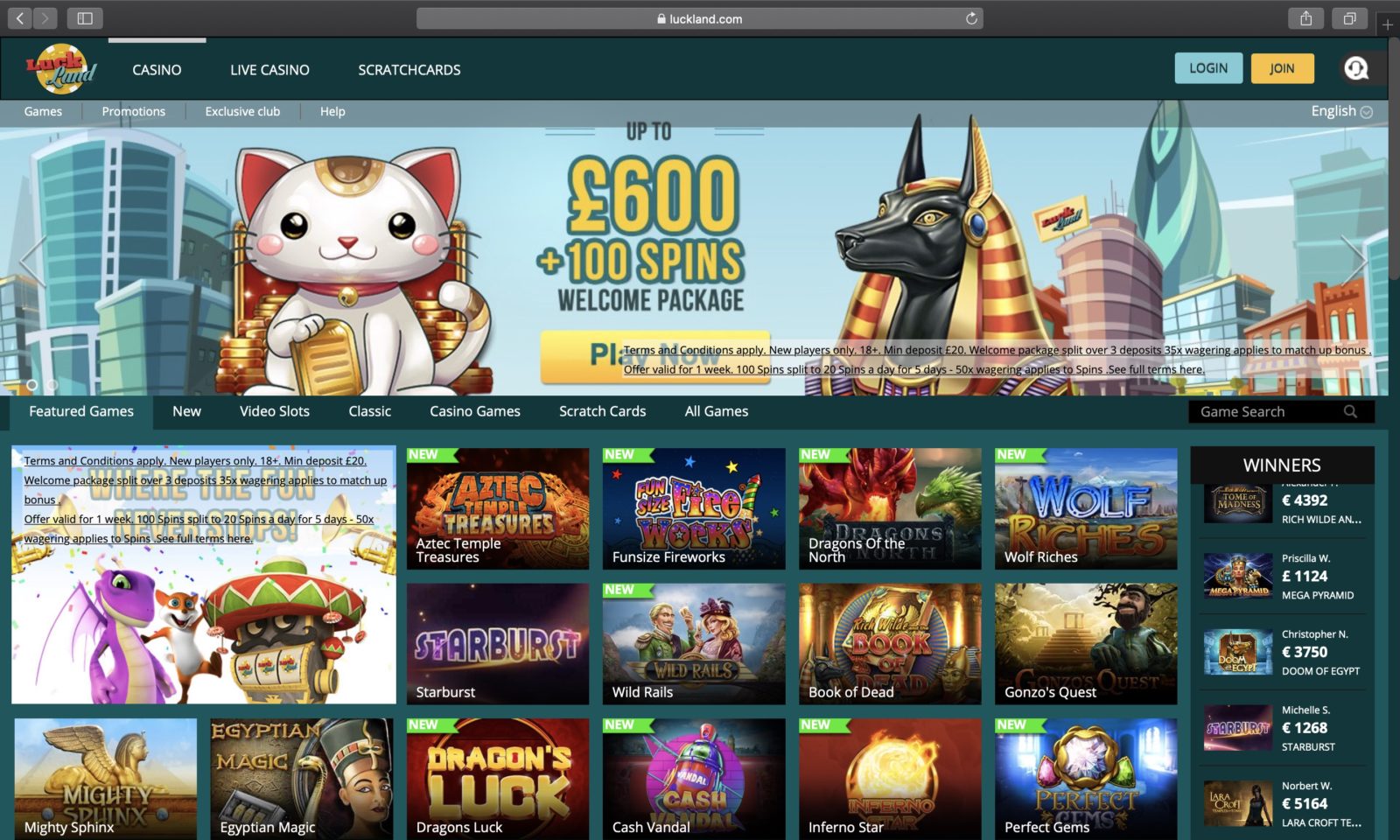 Screenshot of luckland.com