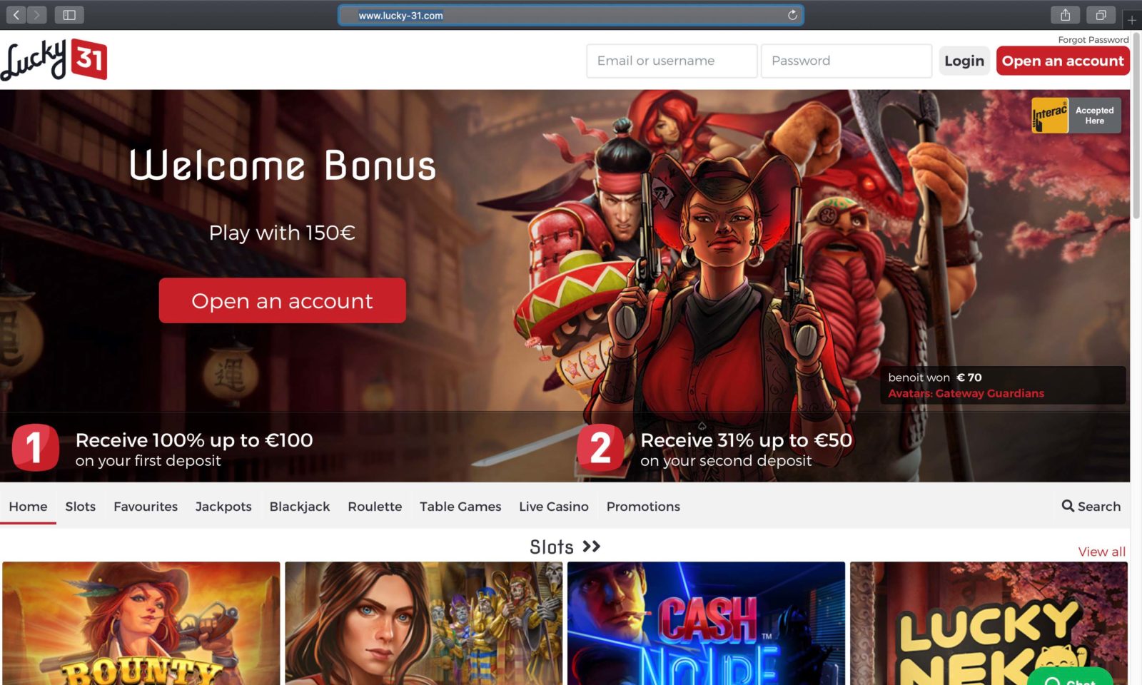 Screenshot of lucky-31.com