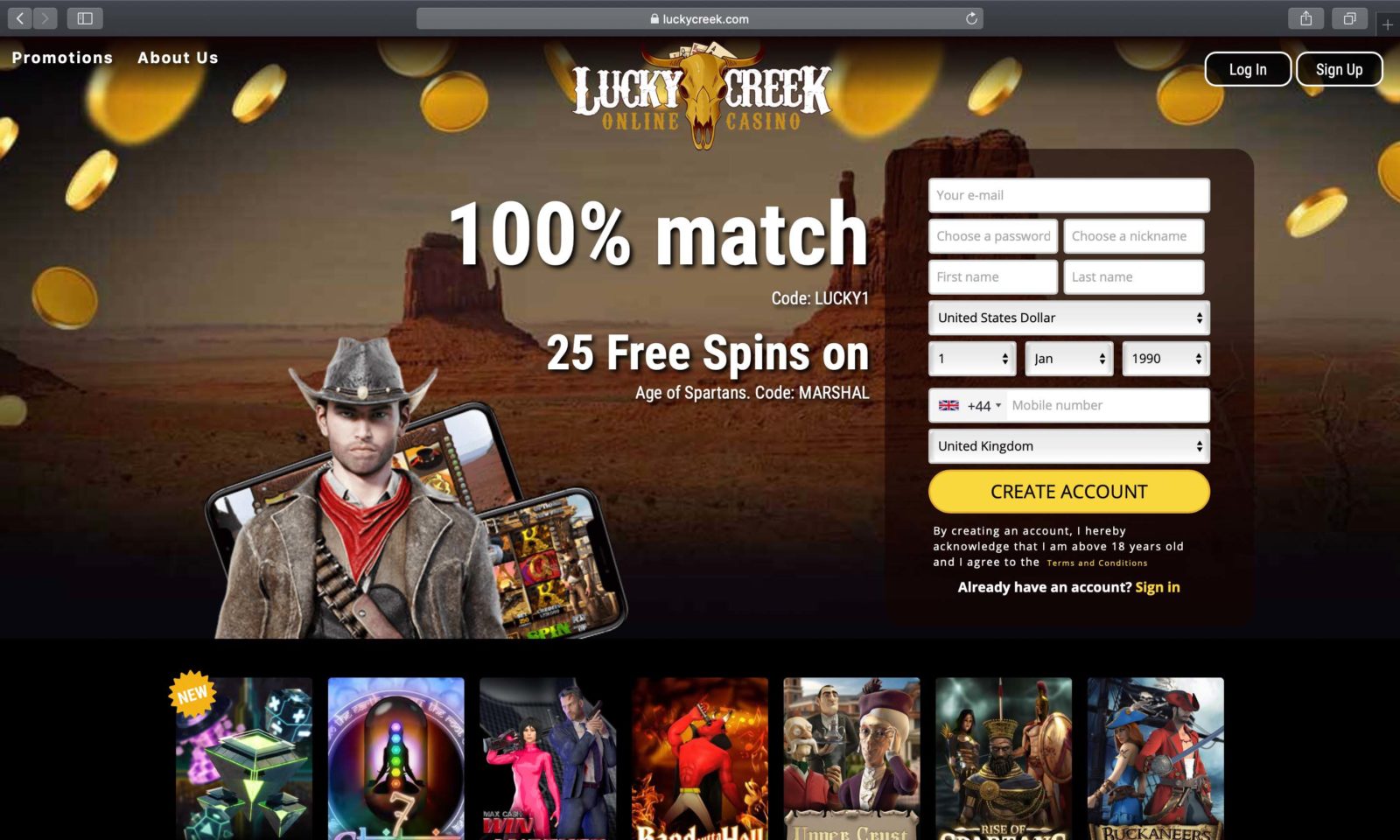 Screenshot of luckycreek.com