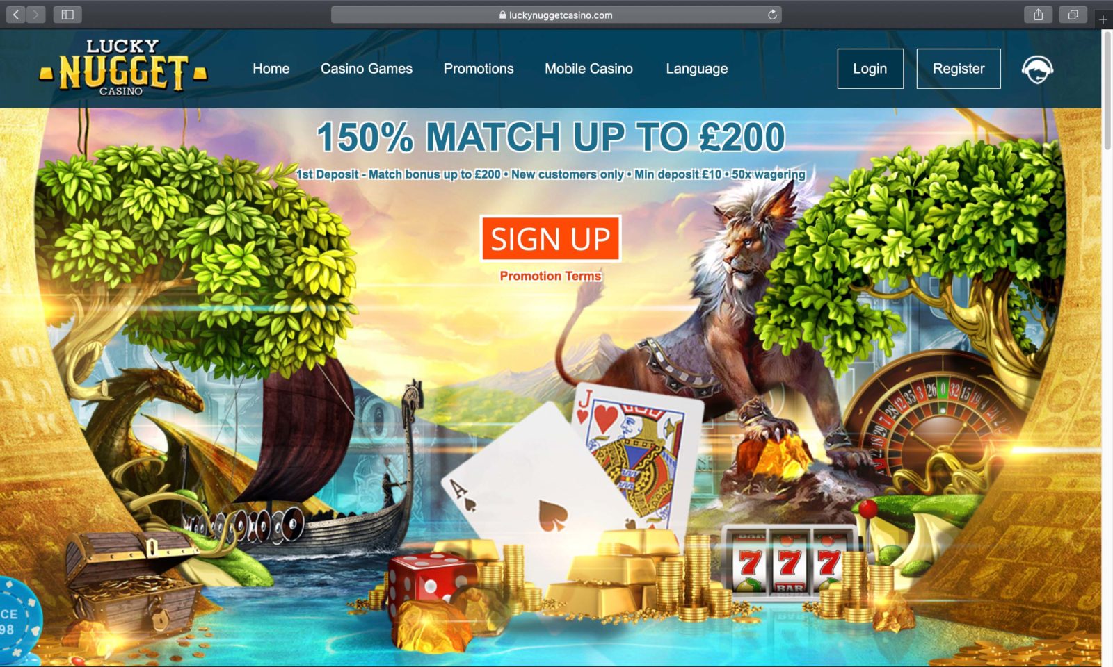 Screenshot of luckynuggetcasino.com