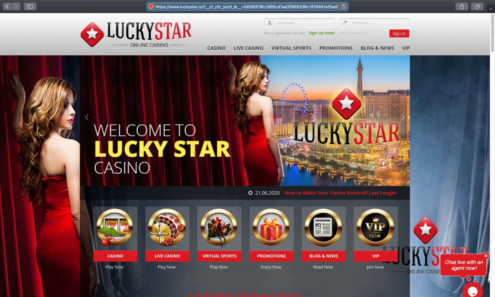 Screenshot of luckystar.io