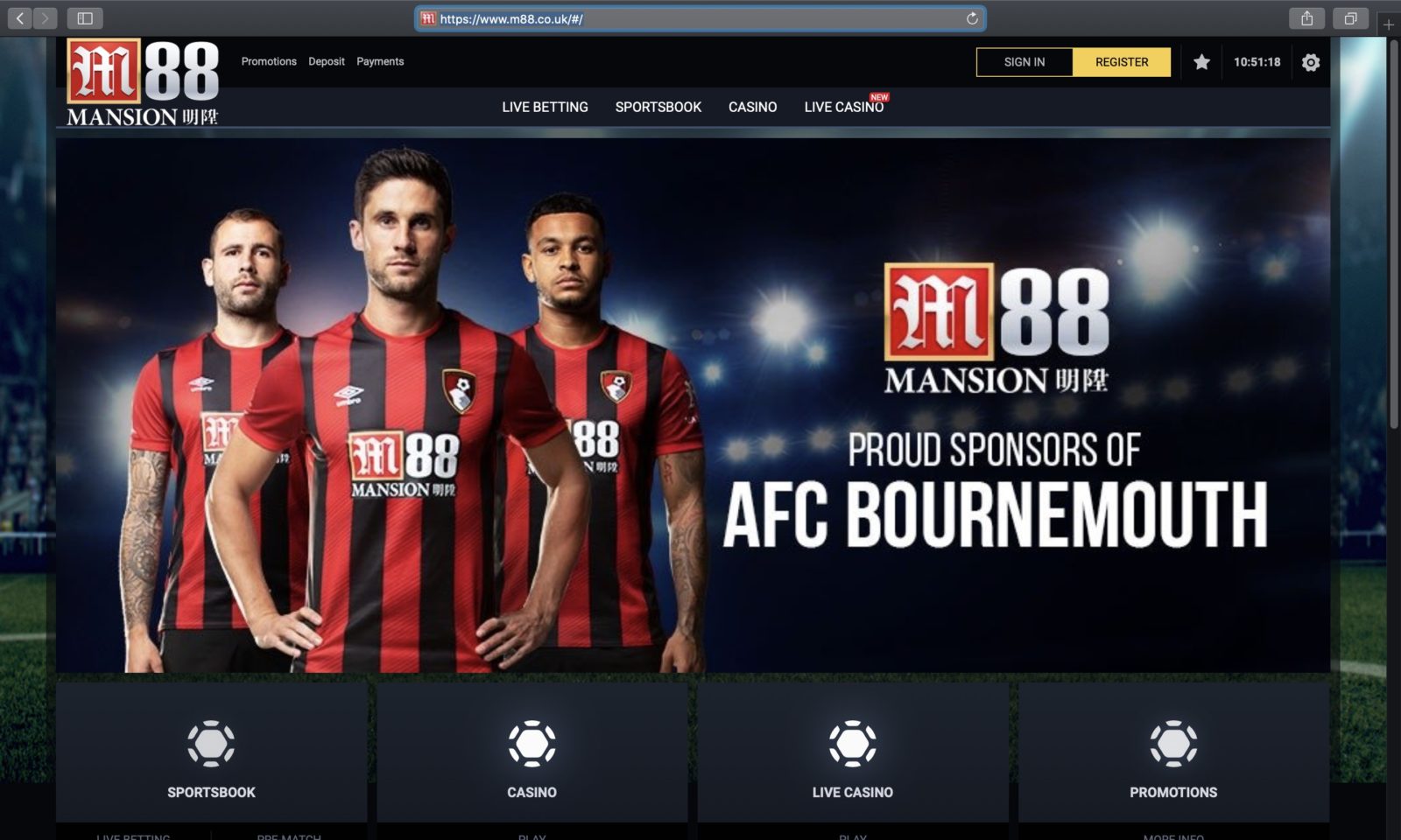 Screenshot of m88.co.uk