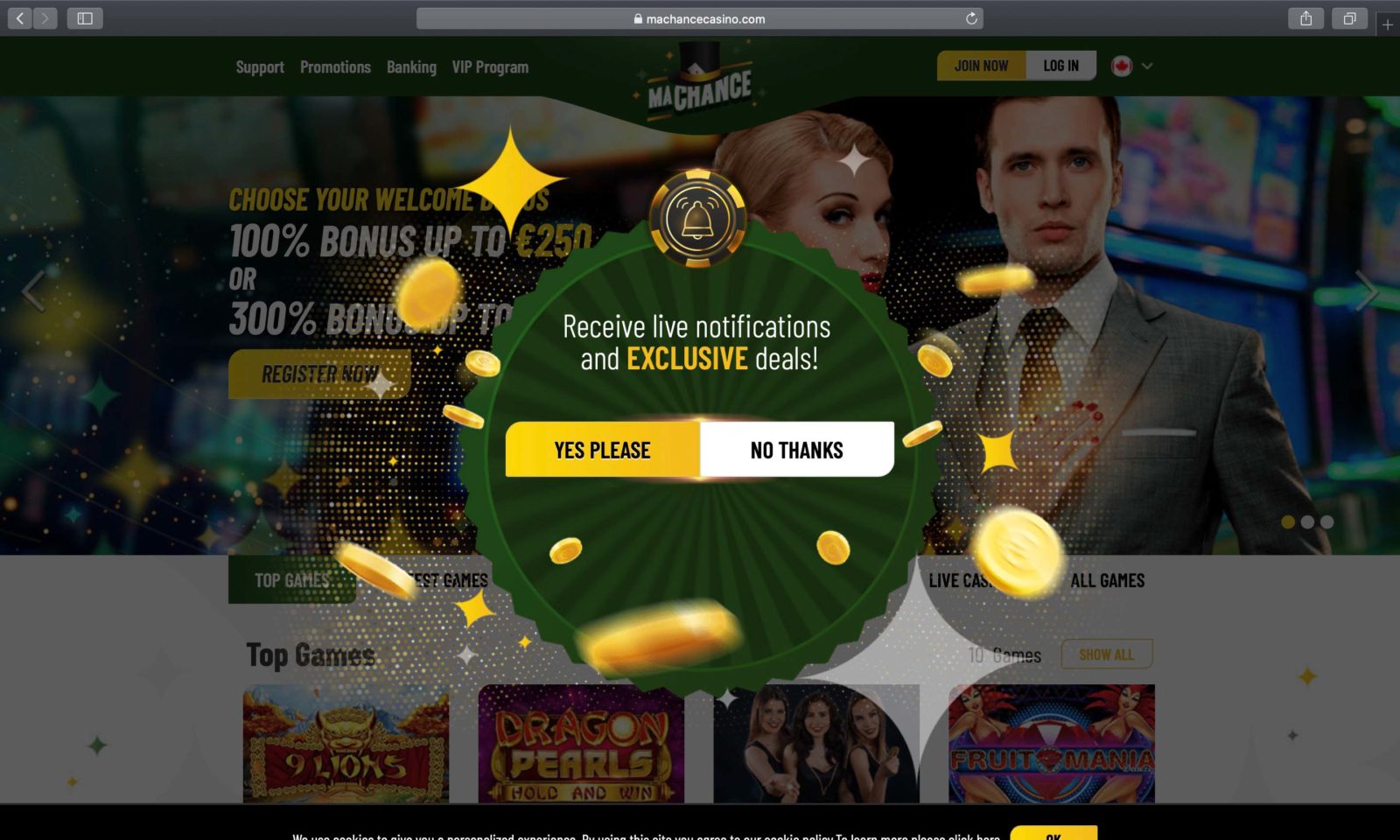 Screenshot of machancecasino.com