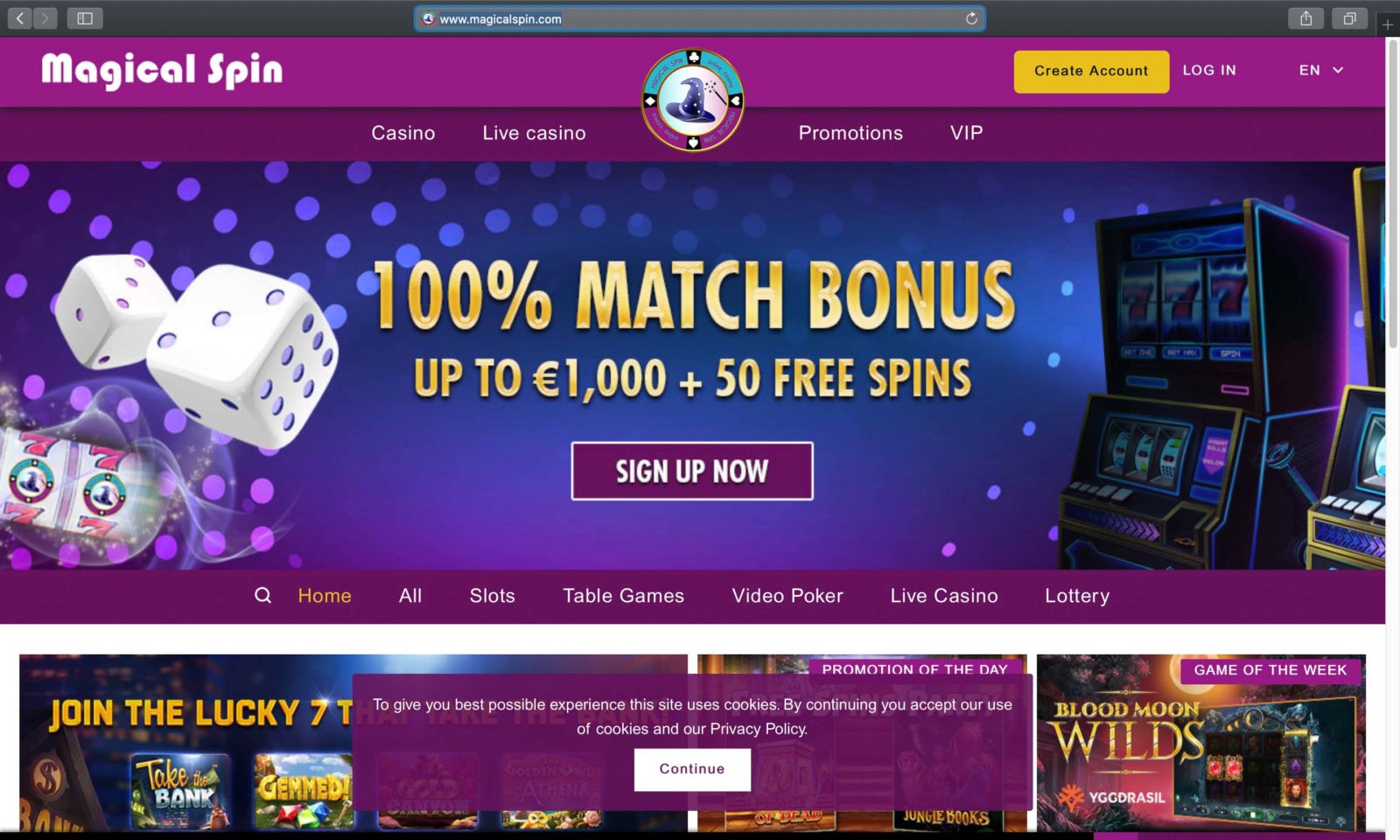 Screenshot of magicalspin.com