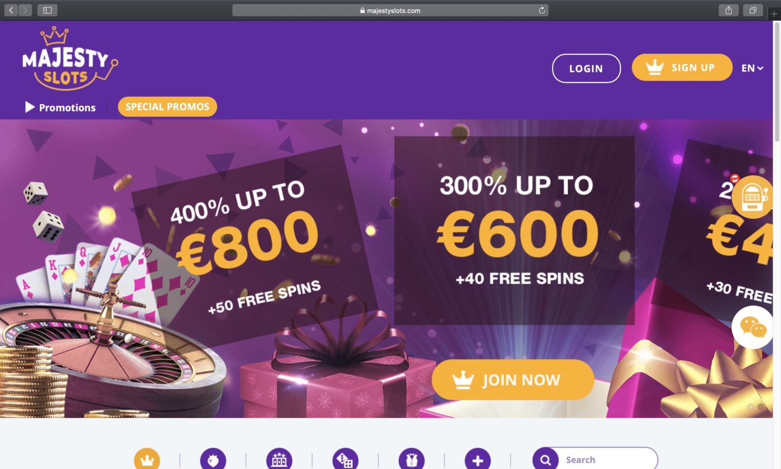 Screenshot of majestyslots.com