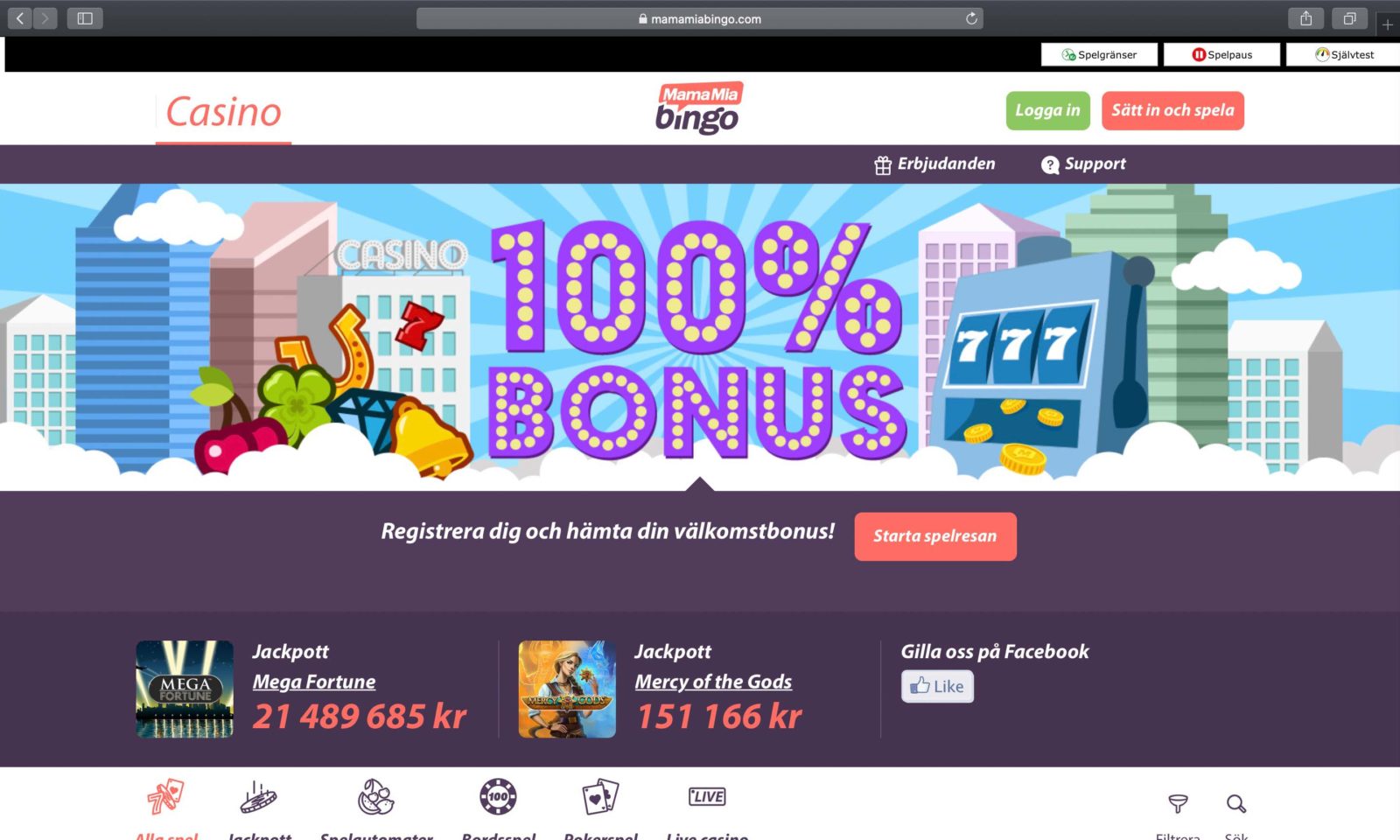 Screenshot of mamamiabingo.com