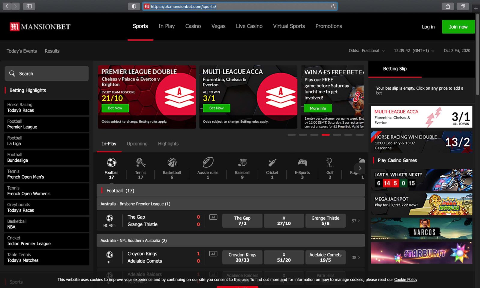 Screenshot of mansionbet.com