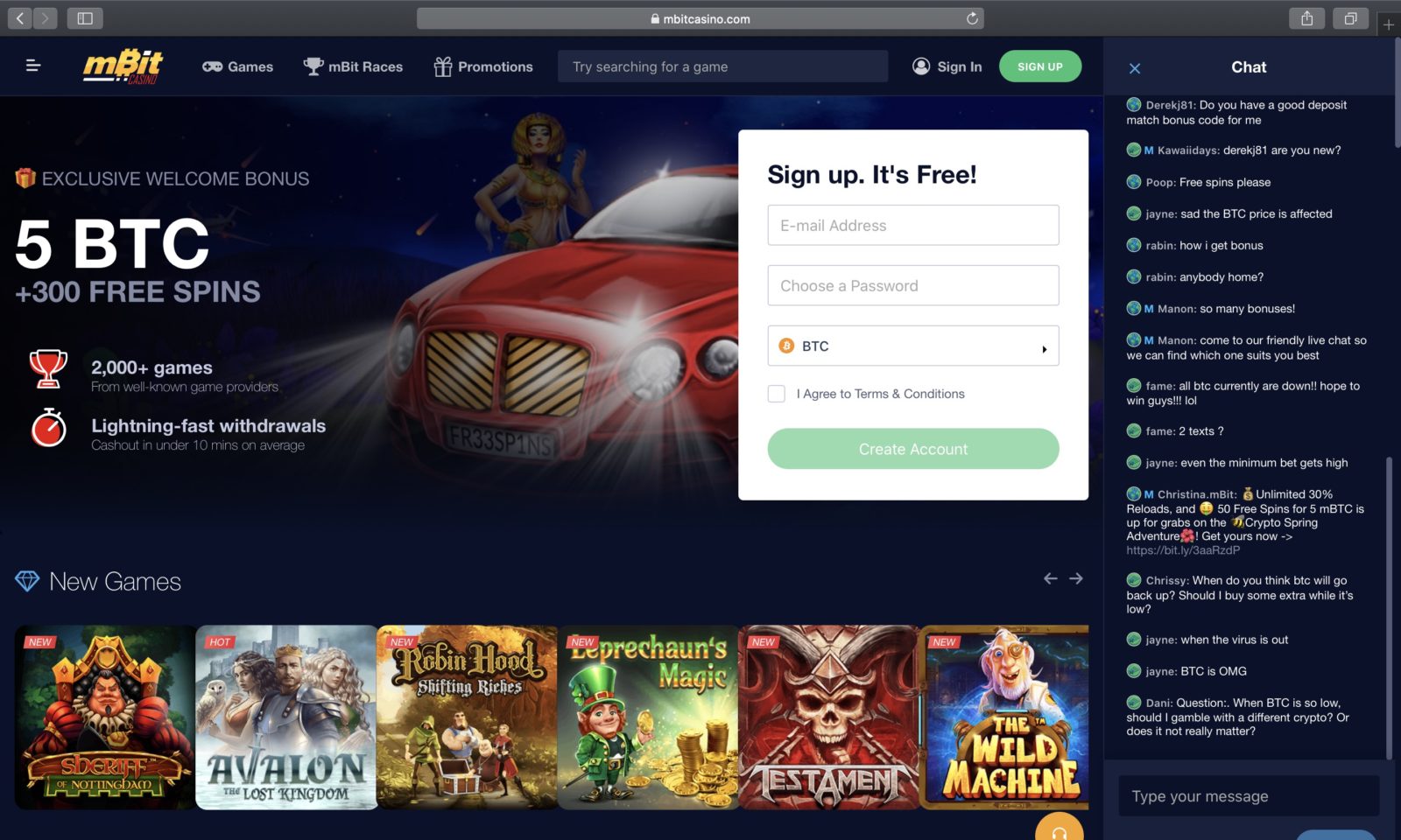 Screenshot of mbitcasino.com