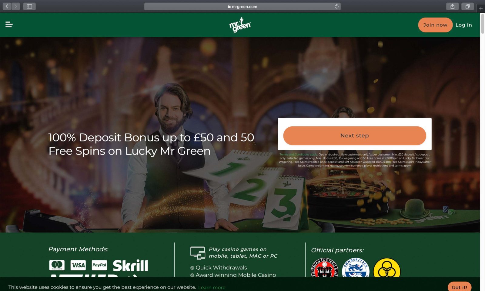 Screenshot of mrgreen.com