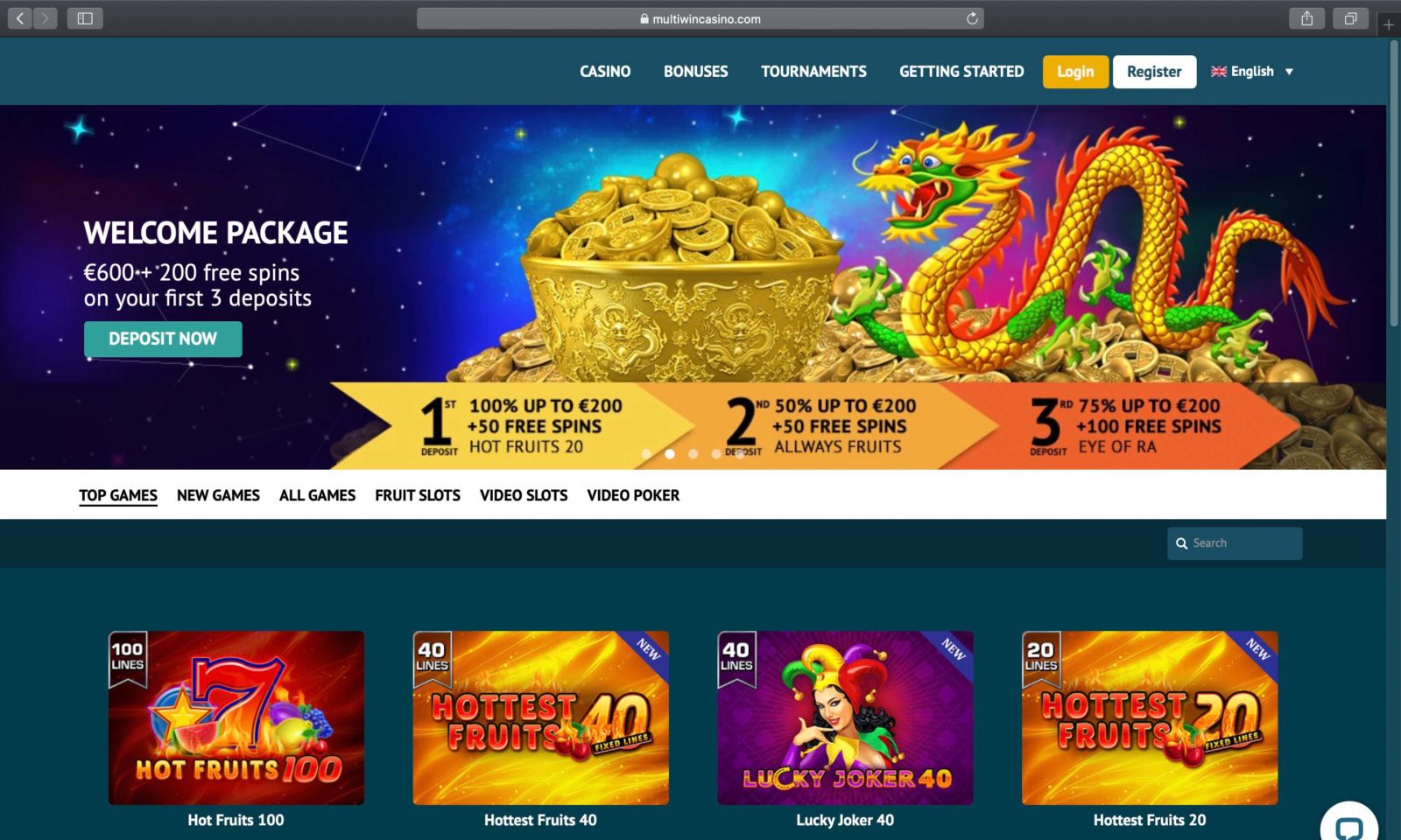 Screenshot of multiwincasino.com