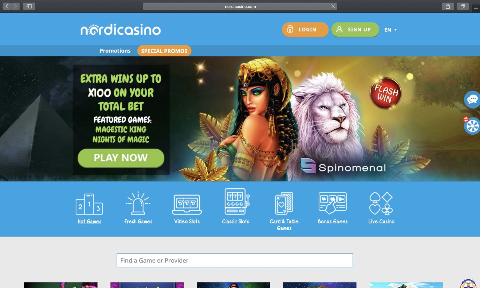 Screenshot of nordicasino.com