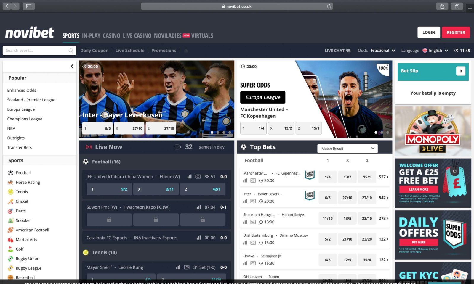 Screenshot of novibet.co.uk