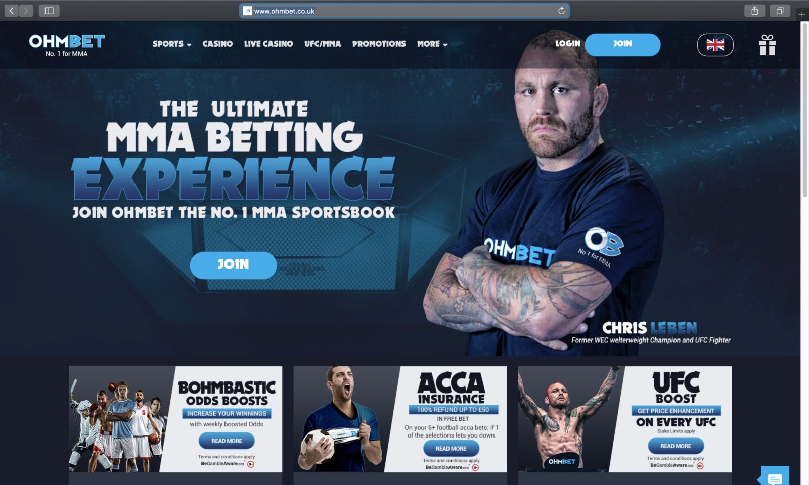 Screenshot of ohmbet.co.uk