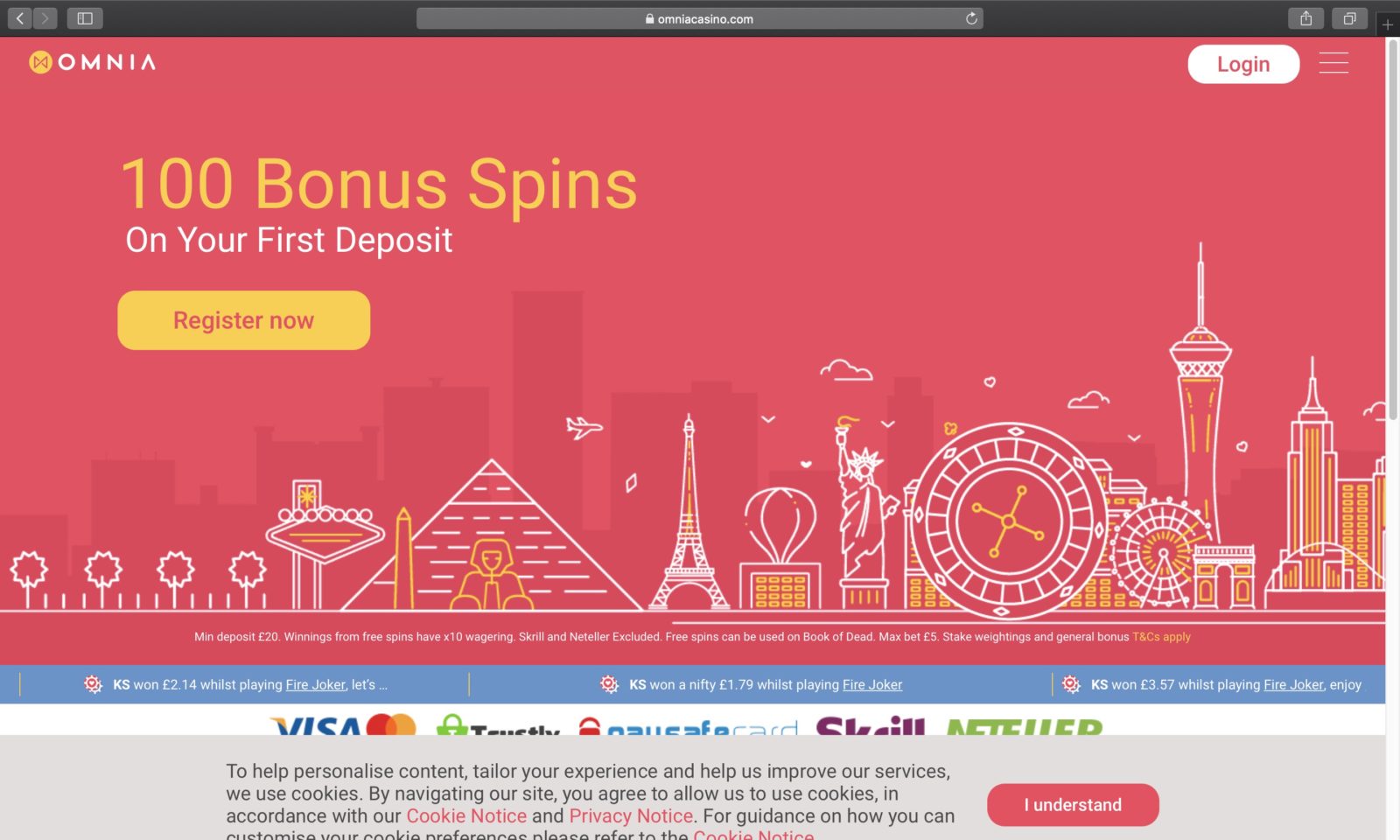 Screenshot of omniacasino.com