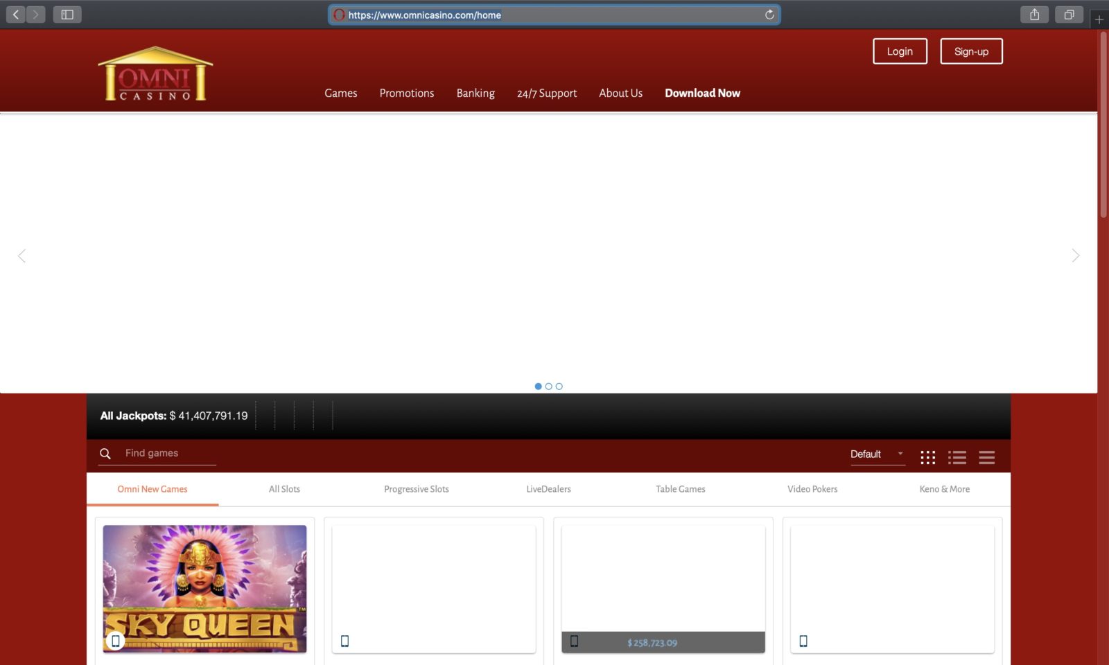Screenshot of omnicasino.com