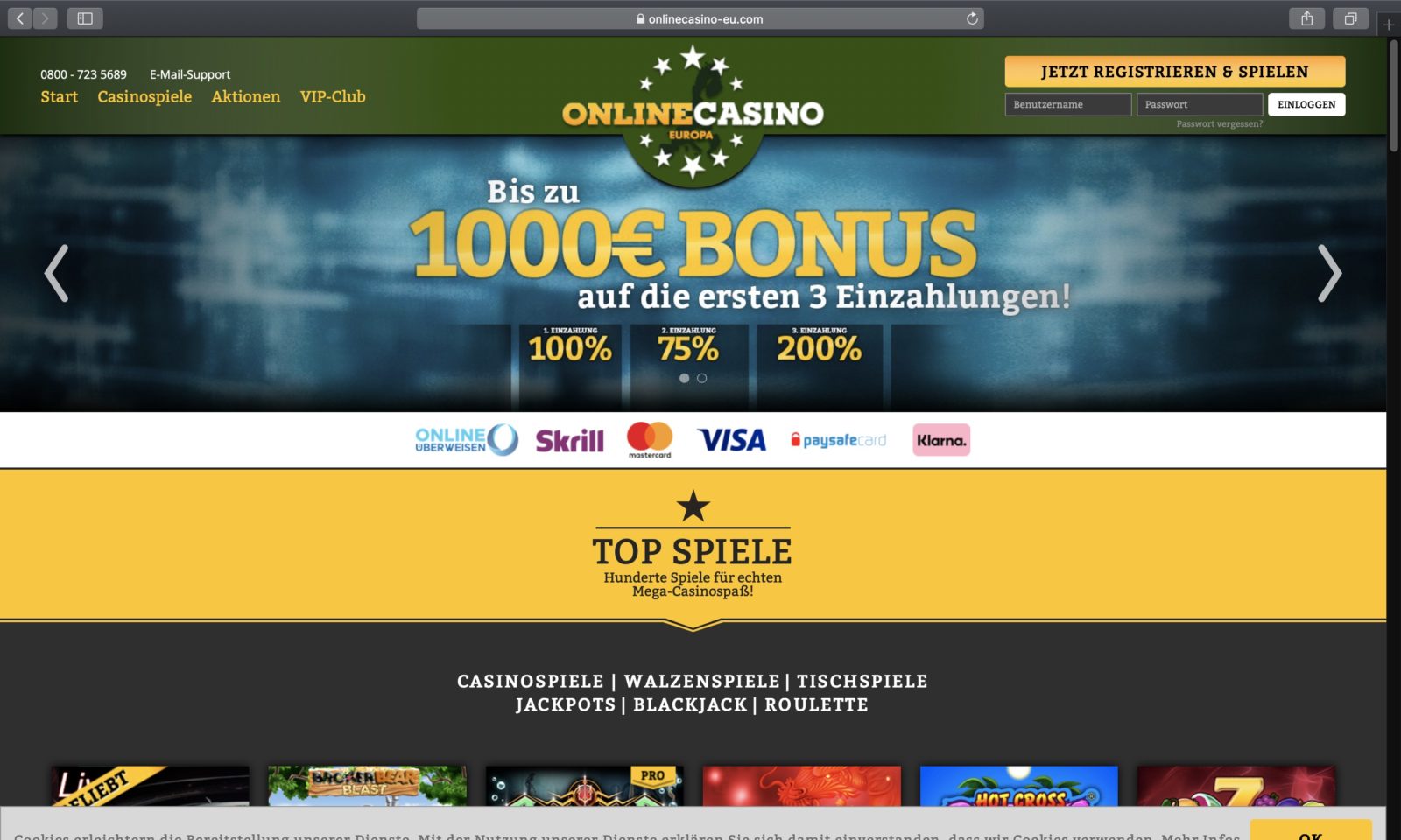 Screenshot of onlinecasino-eu.com