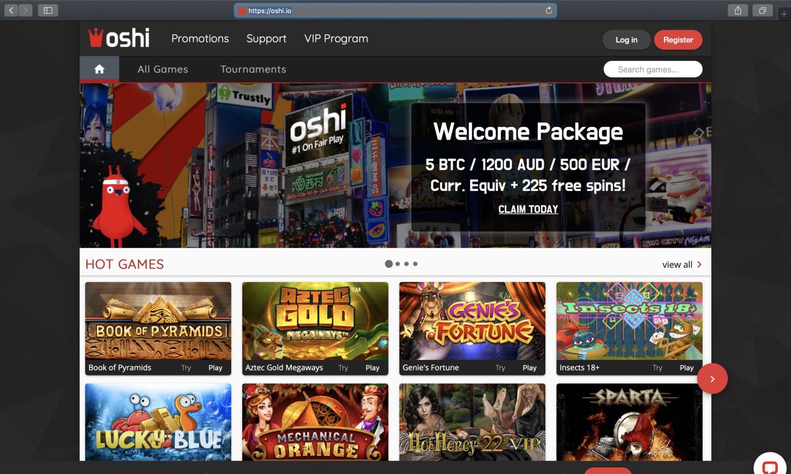 Screenshot of oshi.io