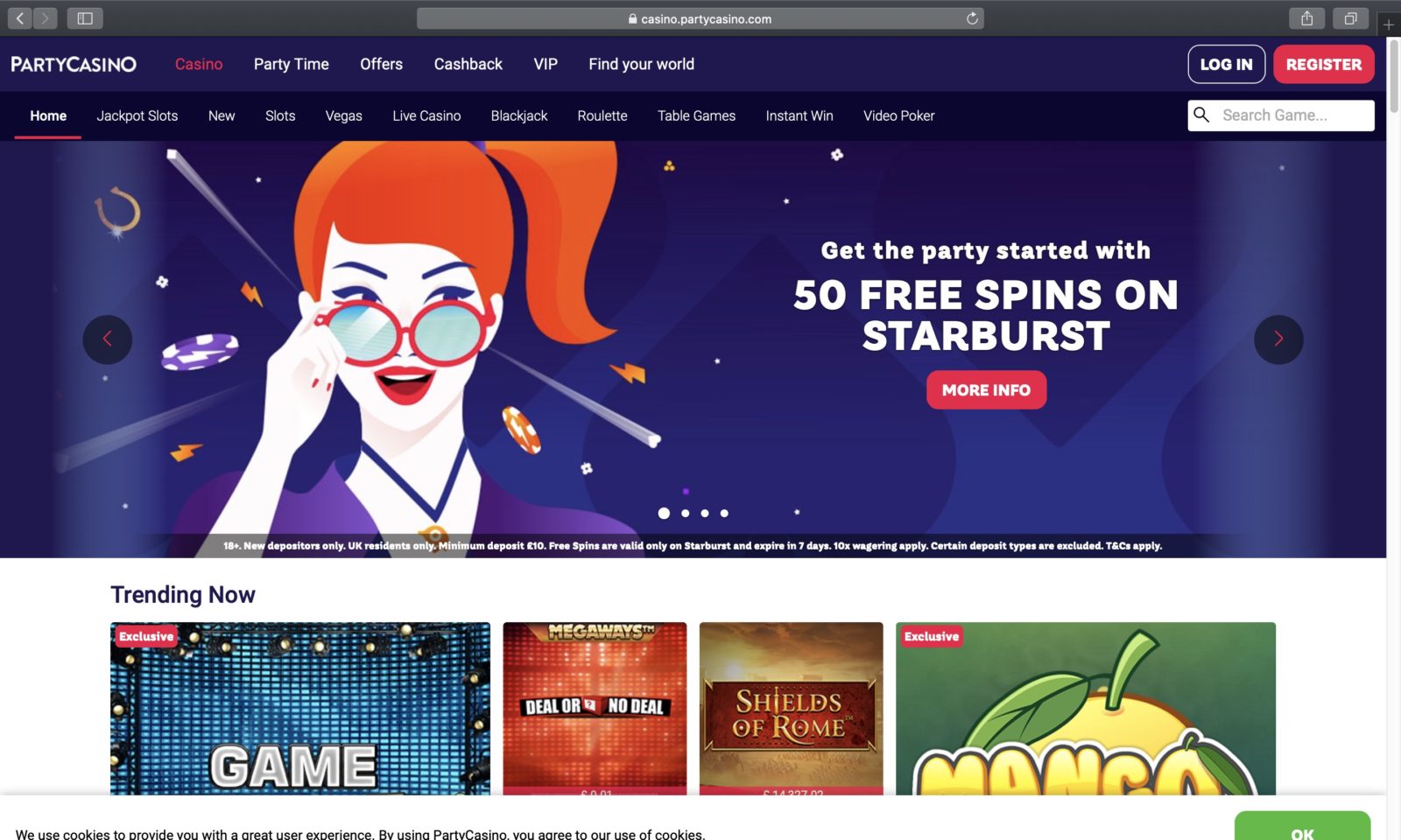 Screenshot of partycasino.com