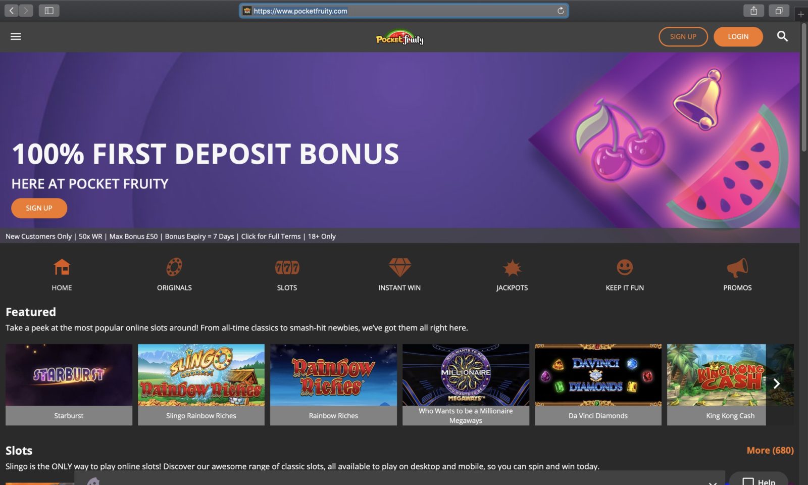 Screenshot of pocketfruity.com