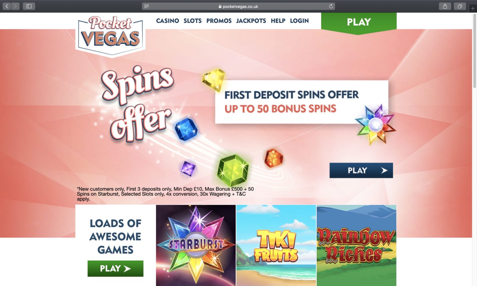 Screenshot of pocketvegas.co.uk