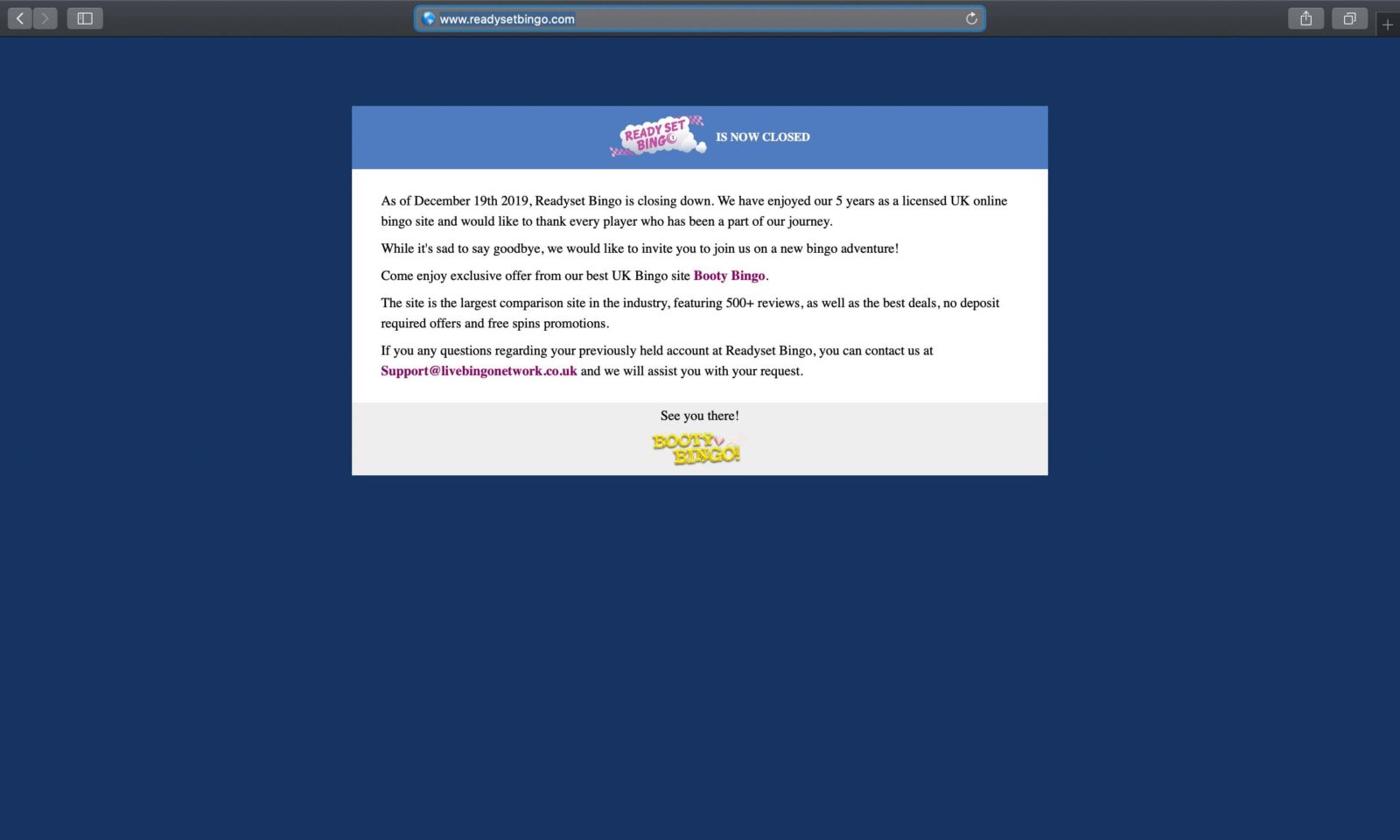 Screenshot of readysetbingo.com