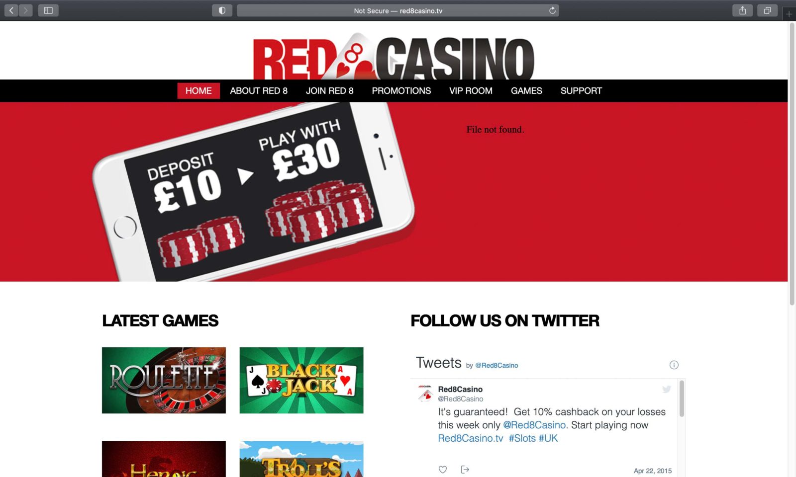 Screenshot of red8casino.tv
