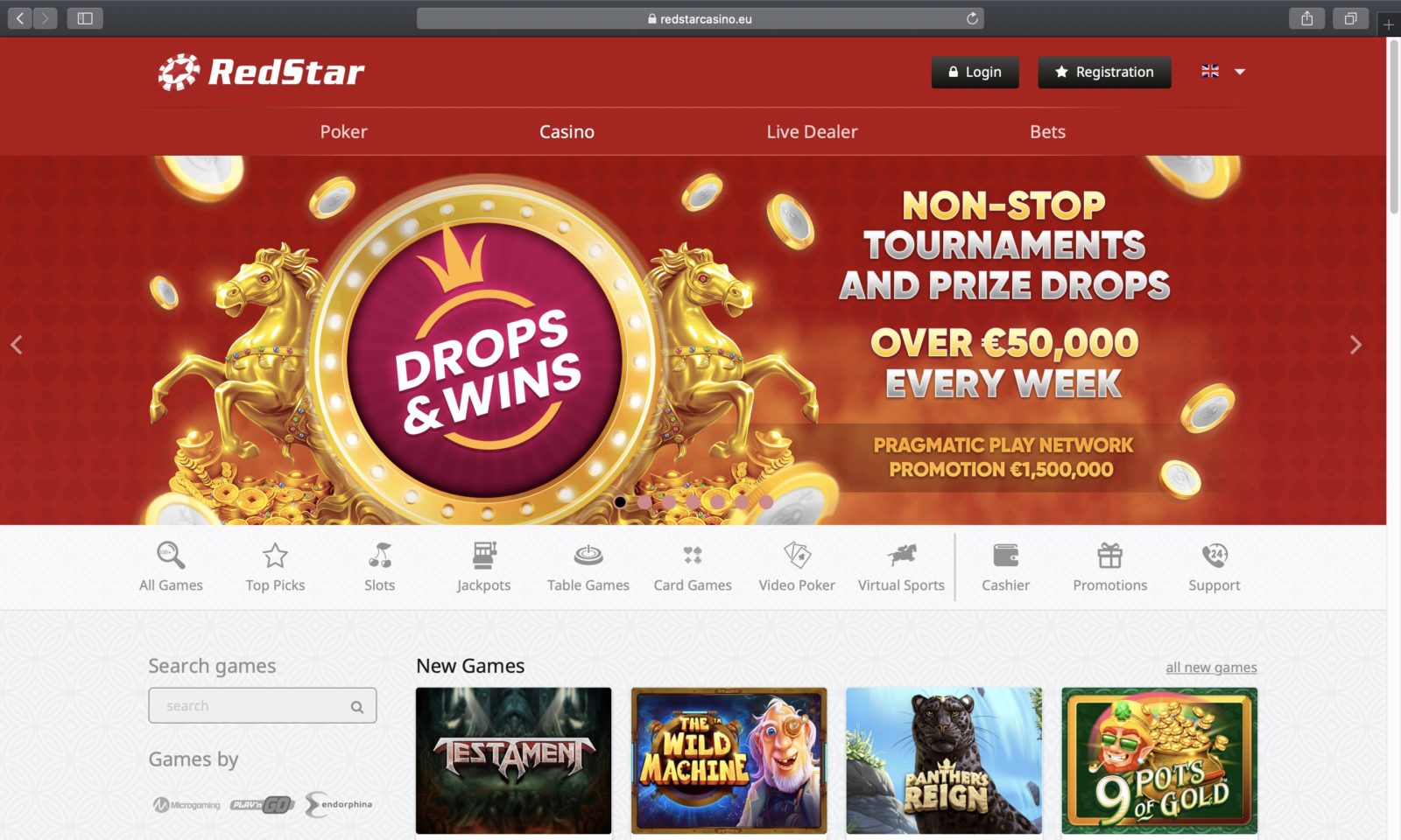 Screenshot of redstarcasino.eu