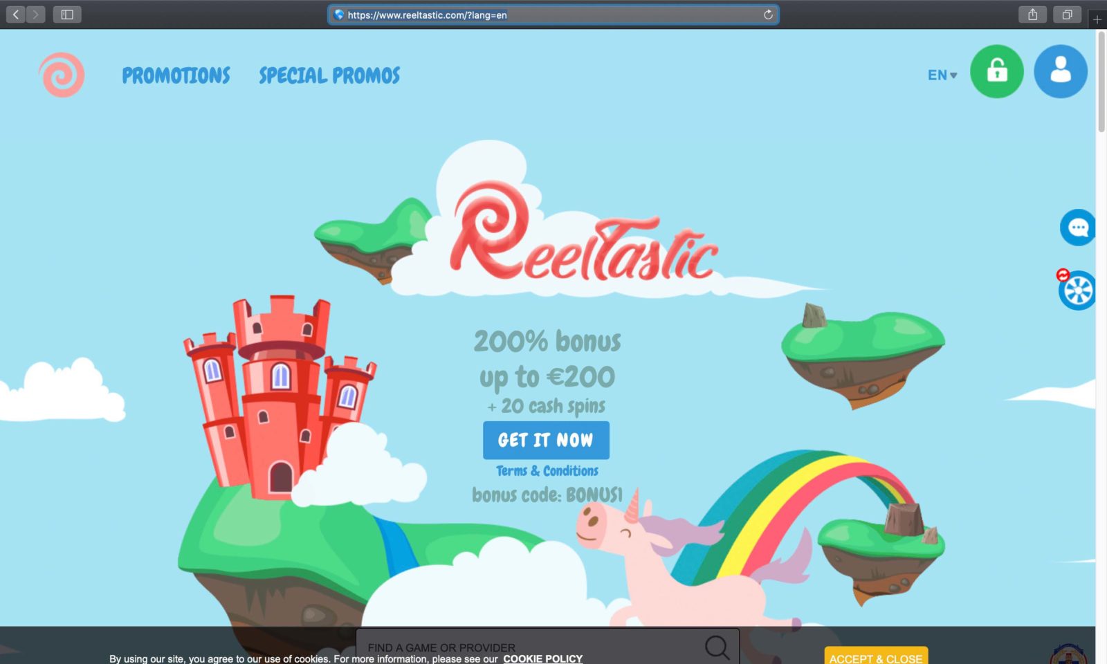 Screenshot of reeltastic.com