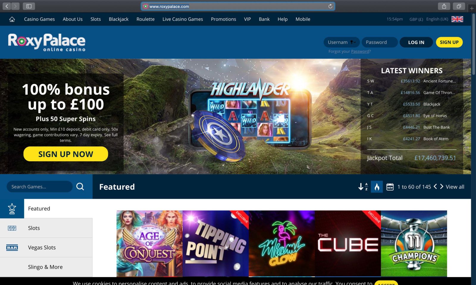 Screenshot of roxypalace.com