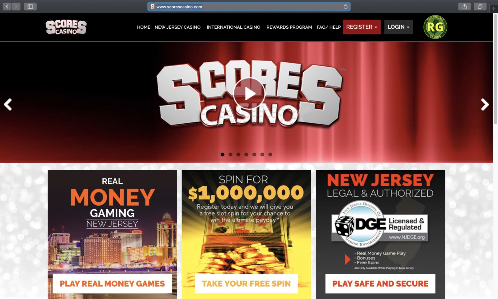 Screenshot of scorescasino.com
