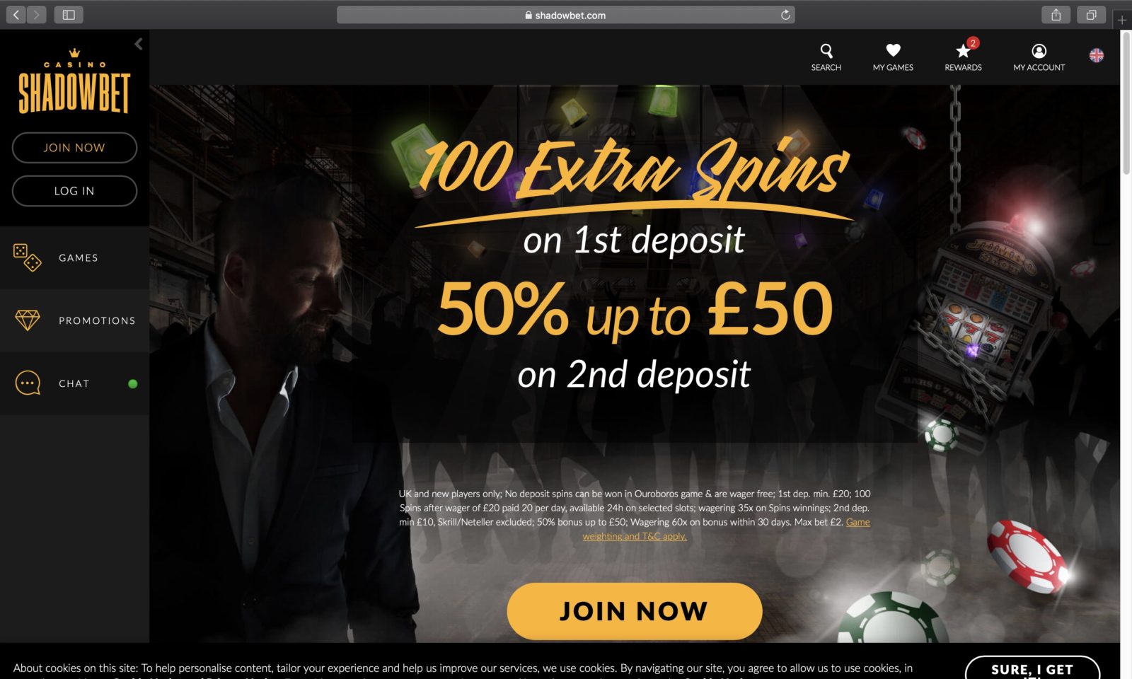 Screenshot of shadowbet.com